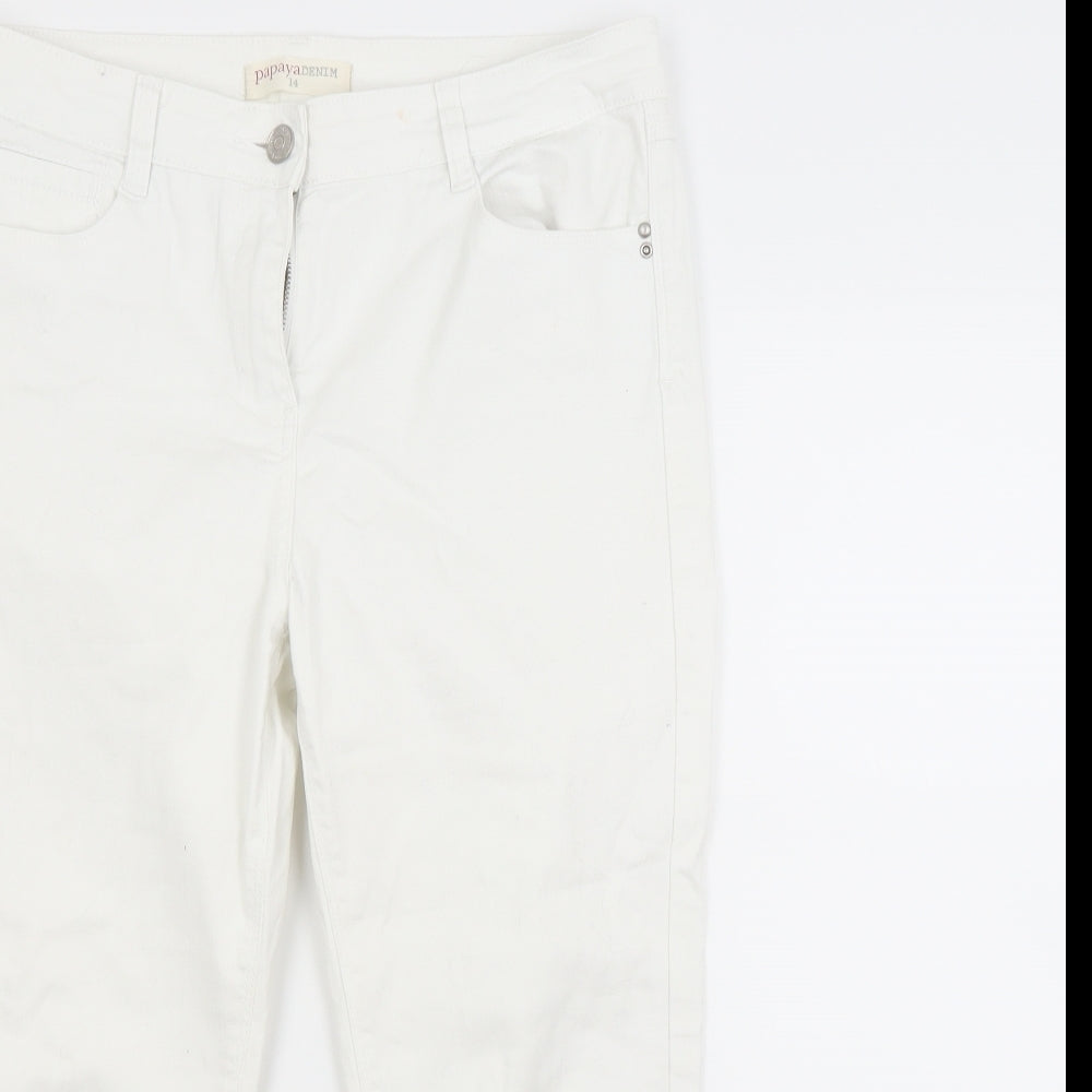 Papaya Womens White  Denim Capri Jeans Size 14 L21 in