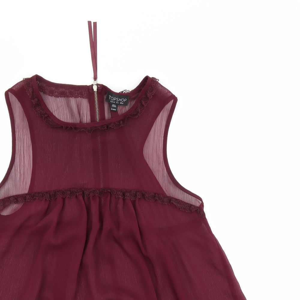 Topshop Womens Red   Basic Blouse Size 8