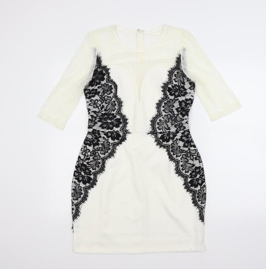 Front view of Missguided women’s white a-line, size UK 12