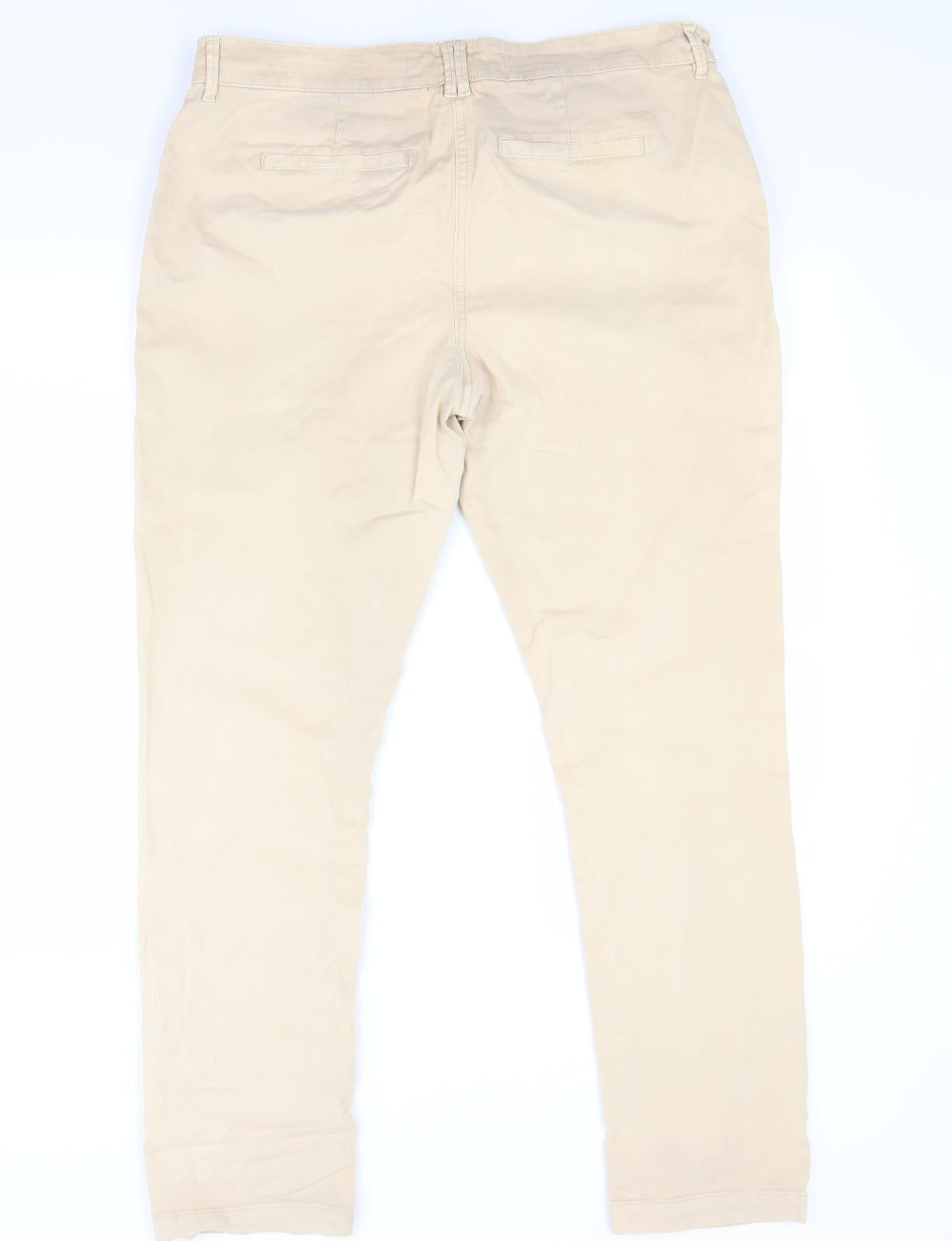 NEXT Womens Beige   Chino Trousers Size 14 L27 in