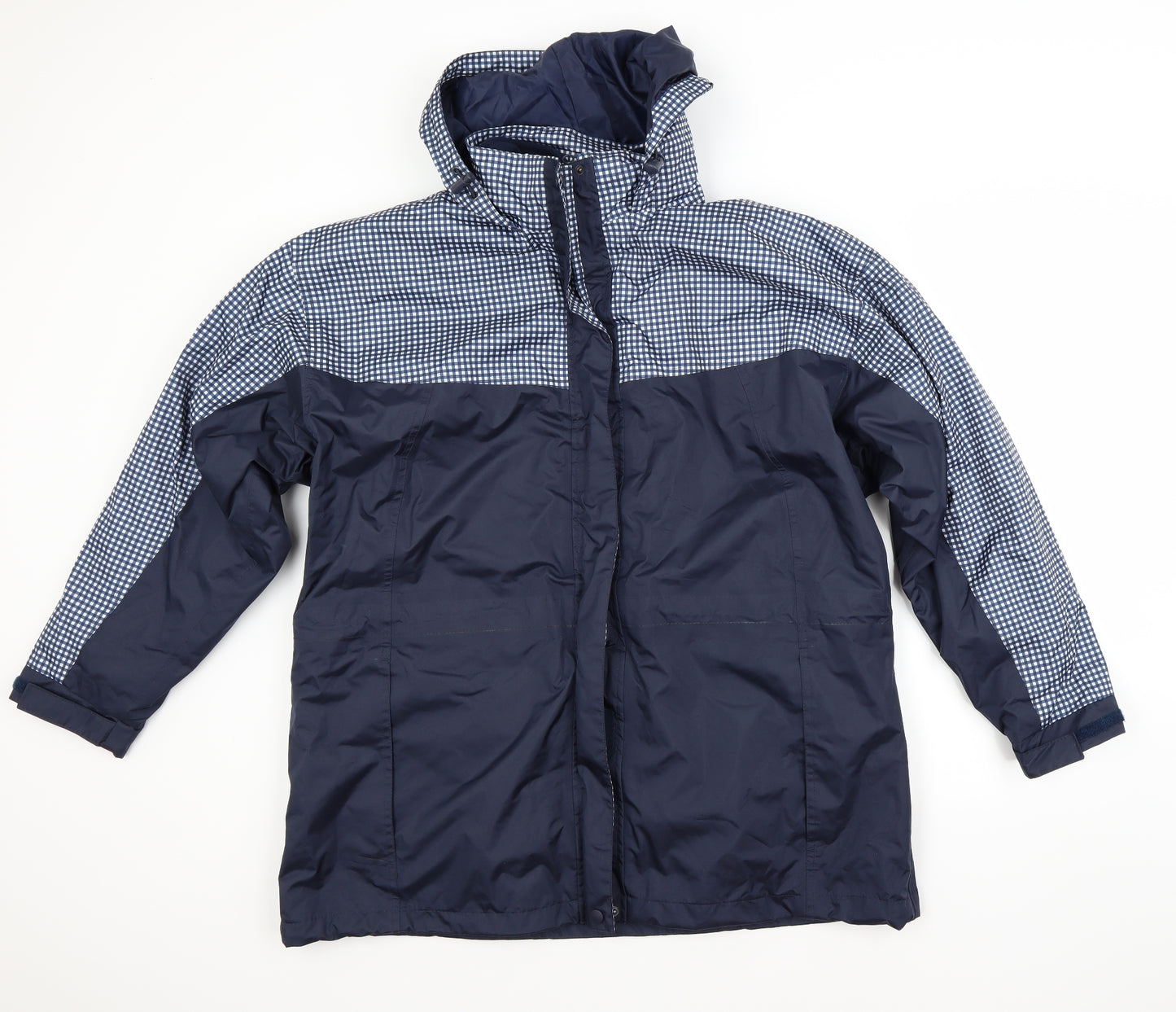 Anthology Womens Blue Check  Windbreaker Coat Size 18