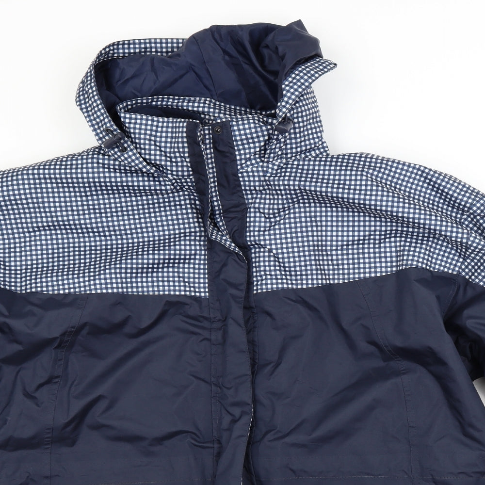 Anthology Womens Blue Check  Windbreaker Coat Size 18