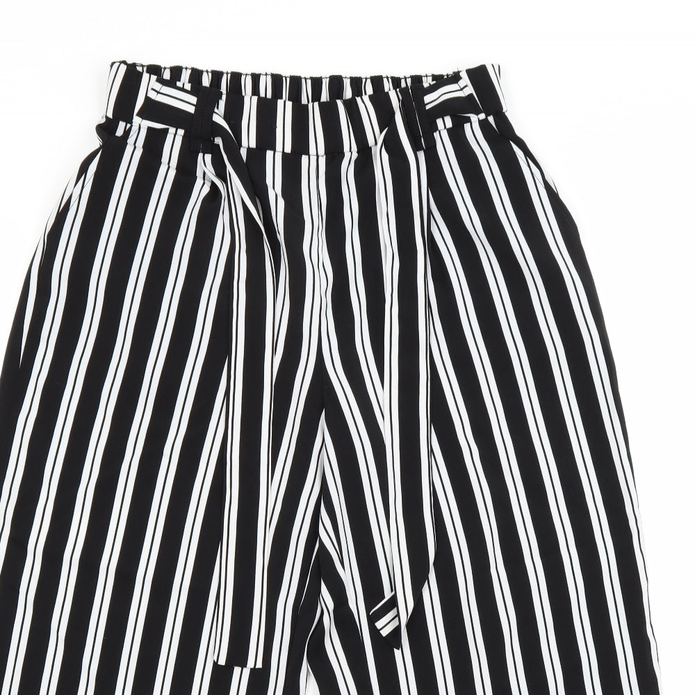 New Look Womens Black Striped  Cropped Trousers Size 12 L21 in