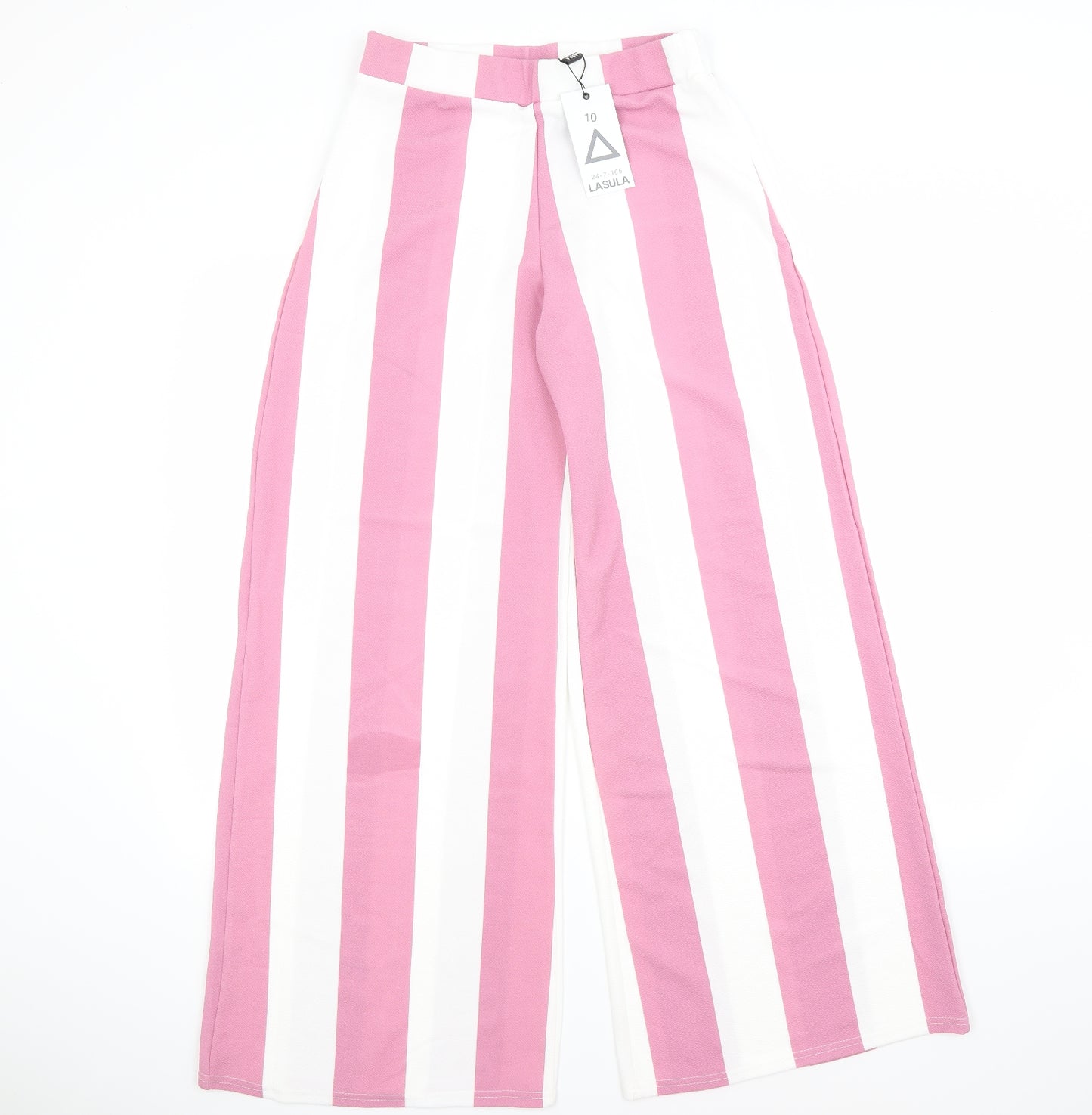 Lasula Womens Pink Striped  Trousers  Size 10 L27 in