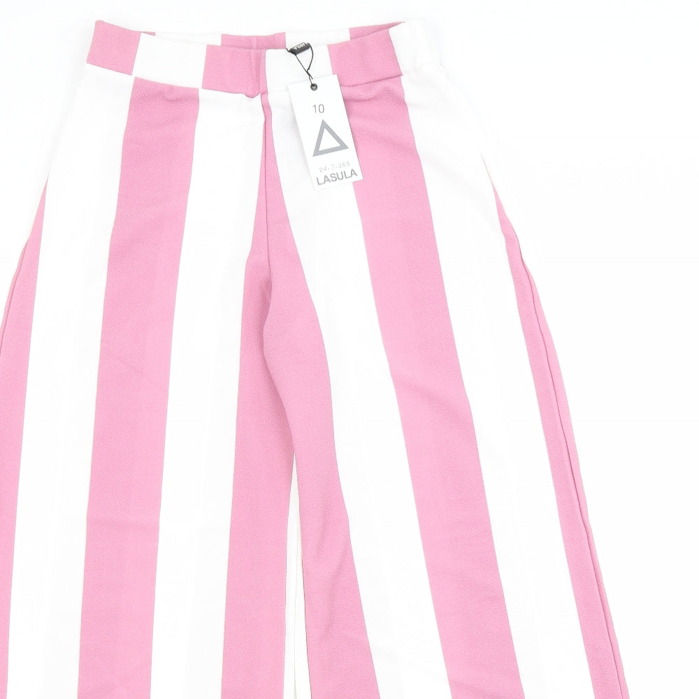 Lasula Womens Pink Striped  Trousers  Size 10 L27 in