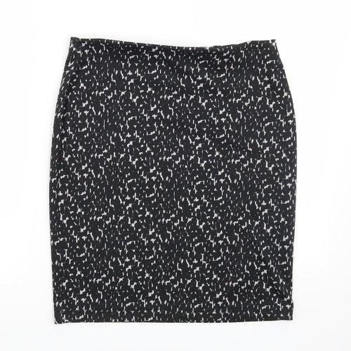 Marks and Spencer Womens Black Geometric  Straight & Pencil Skirt Size 32 in