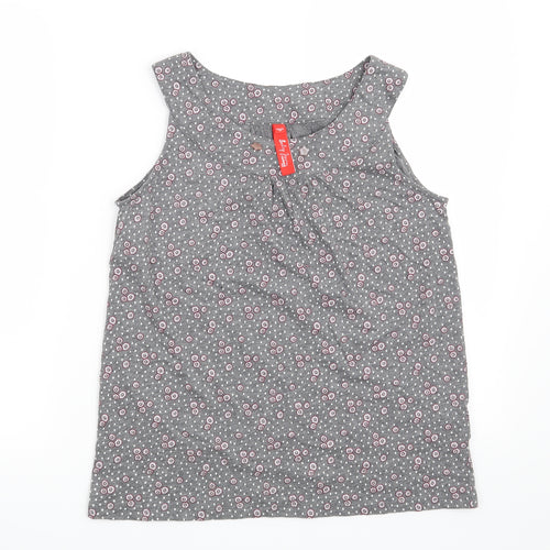 Baby Jane Womens Grey Floral  Basic Blouse Size 8