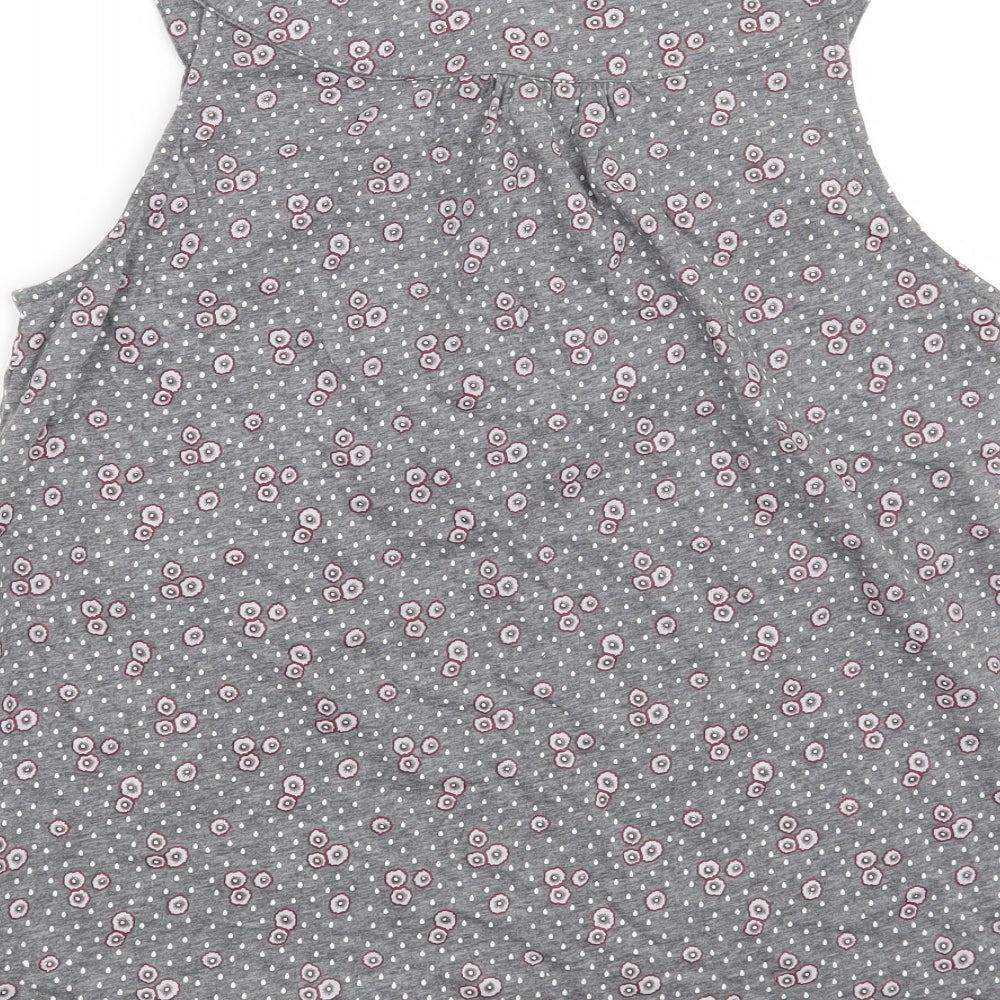 Baby Jane Womens Grey Floral  Basic Blouse Size 8