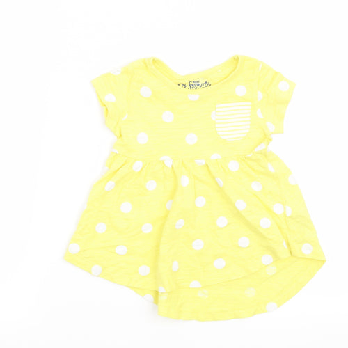 NEXT Girls Yellow Polka Dot  T-Shirt Dress  Size 6-9 Months
