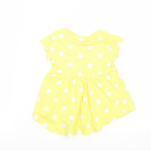 NEXT Girls Yellow Polka Dot  T-Shirt Dress  Size 6-9 Months