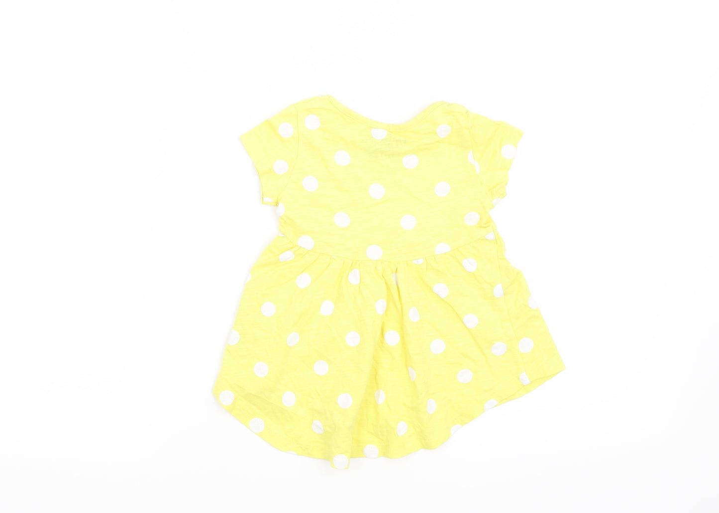 NEXT Girls Yellow Polka Dot  T-Shirt Dress  Size 6-9 Months