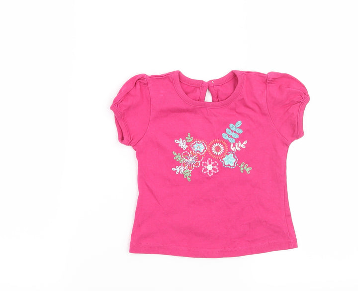 George Girls Pink Floral Basic T-Shirt Size 6-9 Months