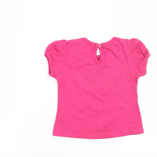 George Girls Pink Floral  Basic T-Shirt Size 6-9 Months