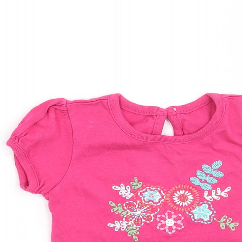 George Girls Pink Floral  Basic T-Shirt Size 6-9 Months