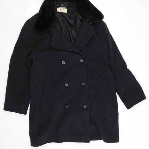 Klass Womens Black   Overcoat Cape Size 14
