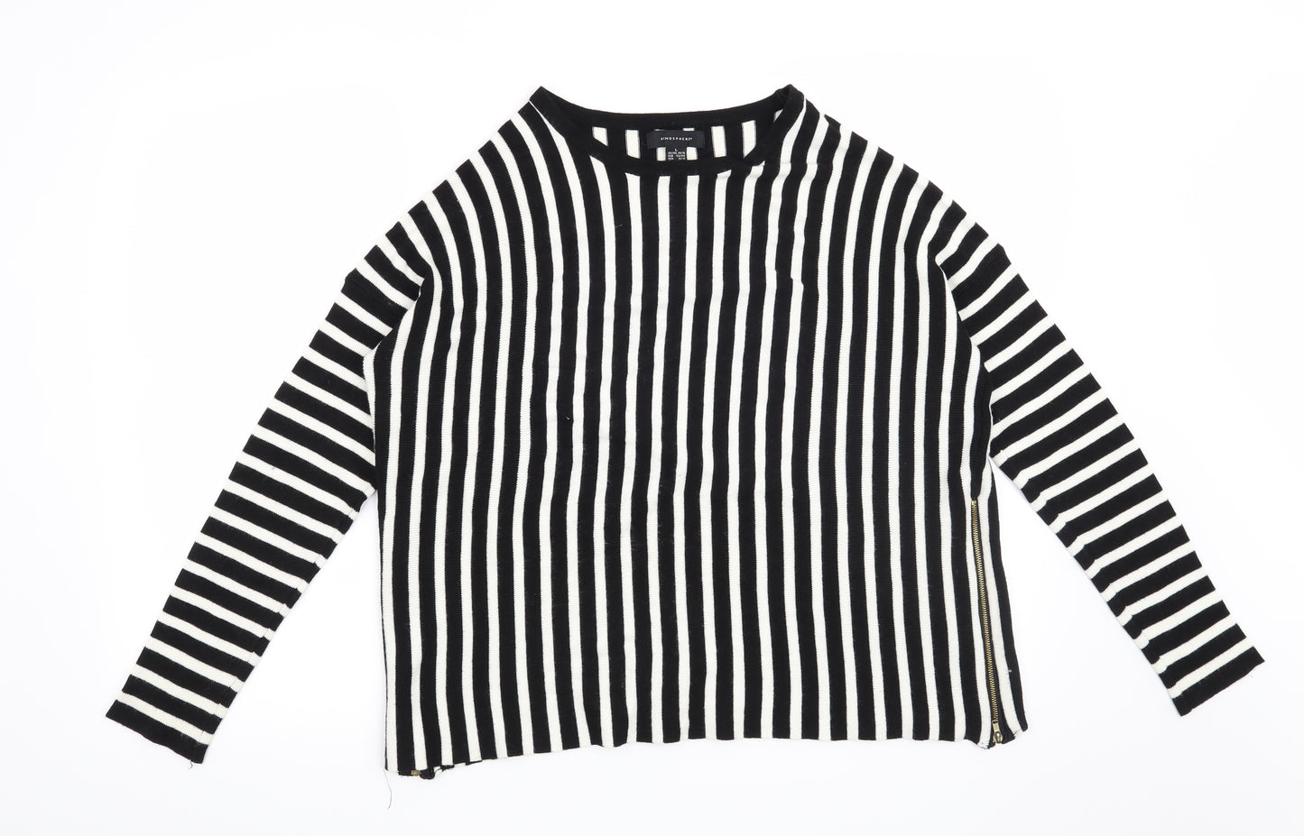 Atmosphere Womens Black Striped  Pullover Jumper Size 14