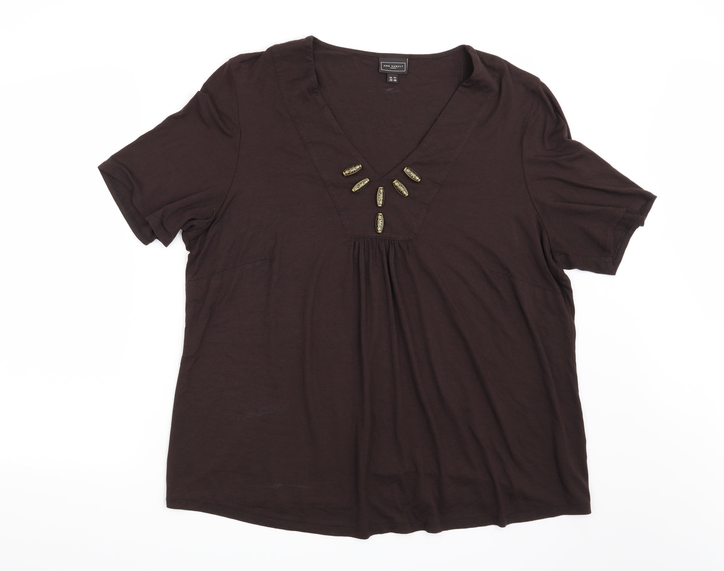 Ann Harvey Womens Brown   Basic Blouse Size 20