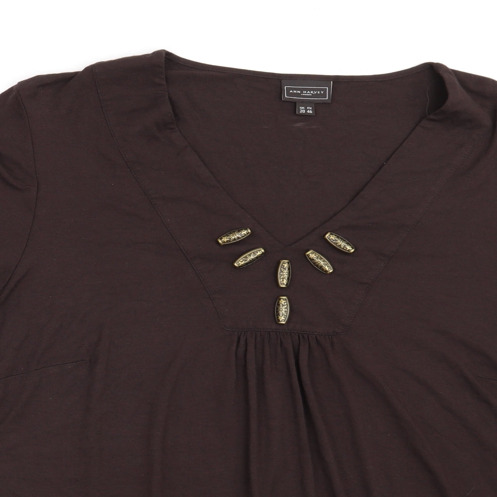 Ann Harvey Womens Brown   Basic Blouse Size 20