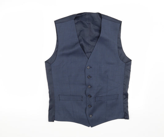 Front view of Hammond & Co men’s blue jacket waistcoat, size 38