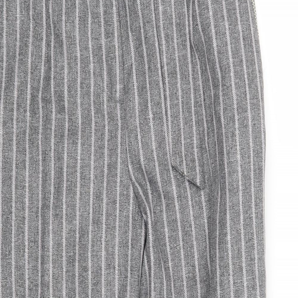 New Look Womens Grey Striped  Trousers  Size 8 L26 in