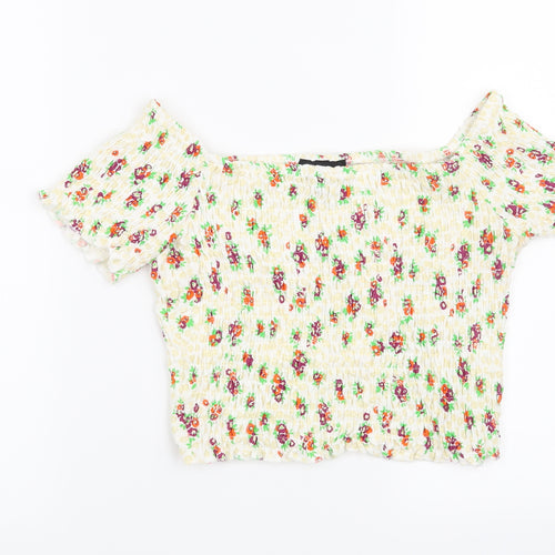 Topshop Womens Yellow Floral  Basic Blouse Size 10