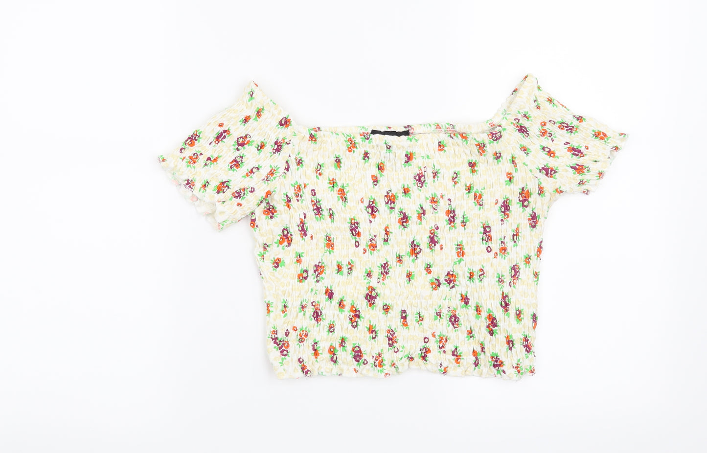 Topshop Womens Yellow Floral  Basic Blouse Size 10