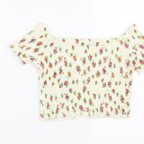 Topshop Womens Yellow Floral  Basic Blouse Size 10