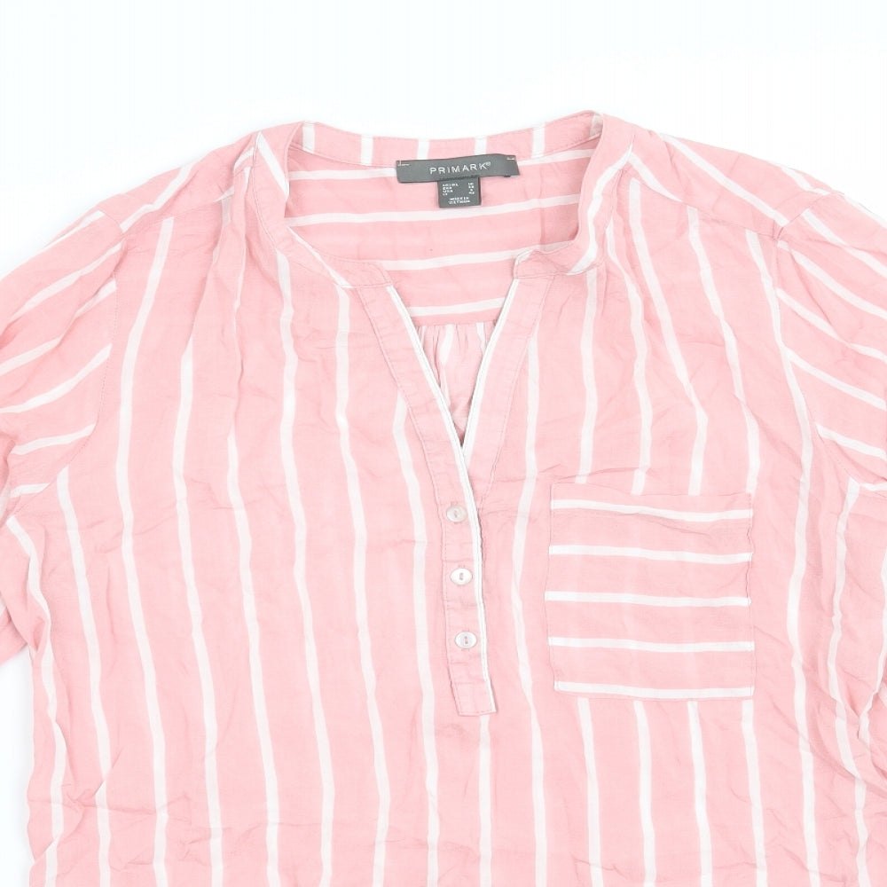 Primark Womens Pink Striped  Basic Blouse Size 10