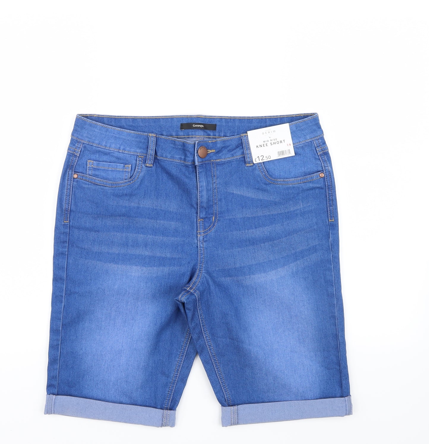 George  Womens Blue  Denim Bermuda Shorts Size 14 - Knee Short