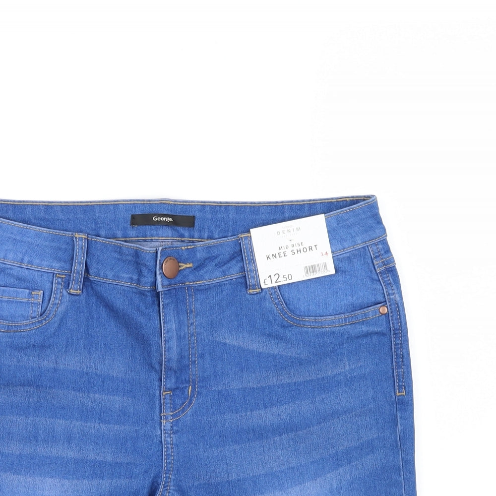 George  Womens Blue  Denim Bermuda Shorts Size 14 - Knee Short