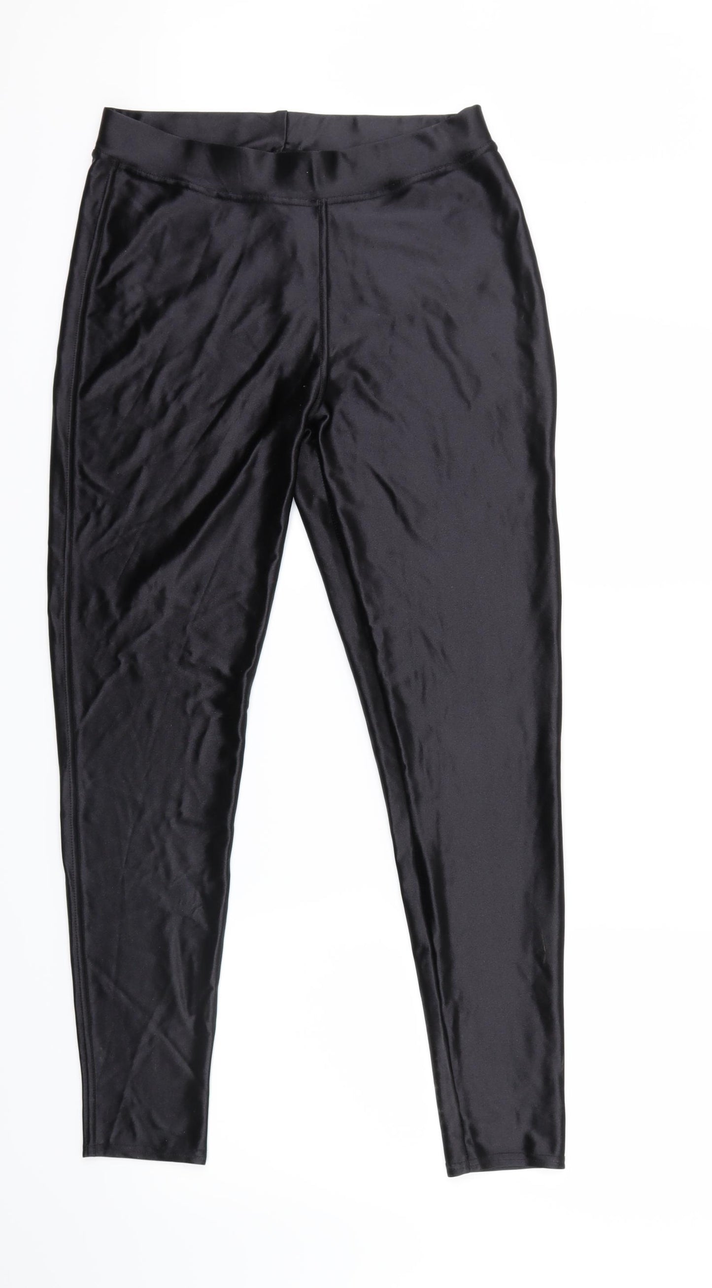 Preworn Womens Black  Satin Trousers  Size L L28 in