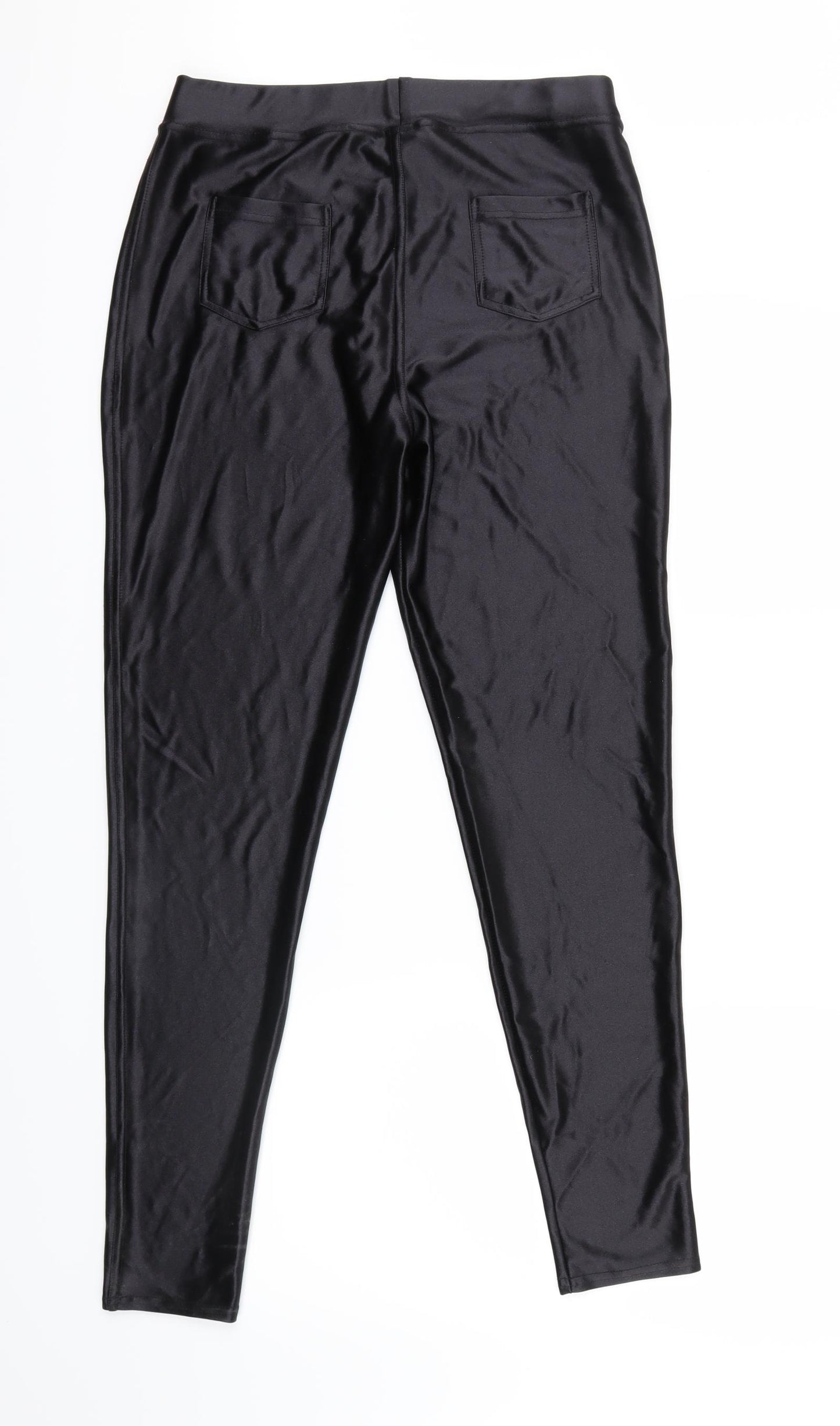 Preworn Womens Black  Satin Trousers  Size L L28 in