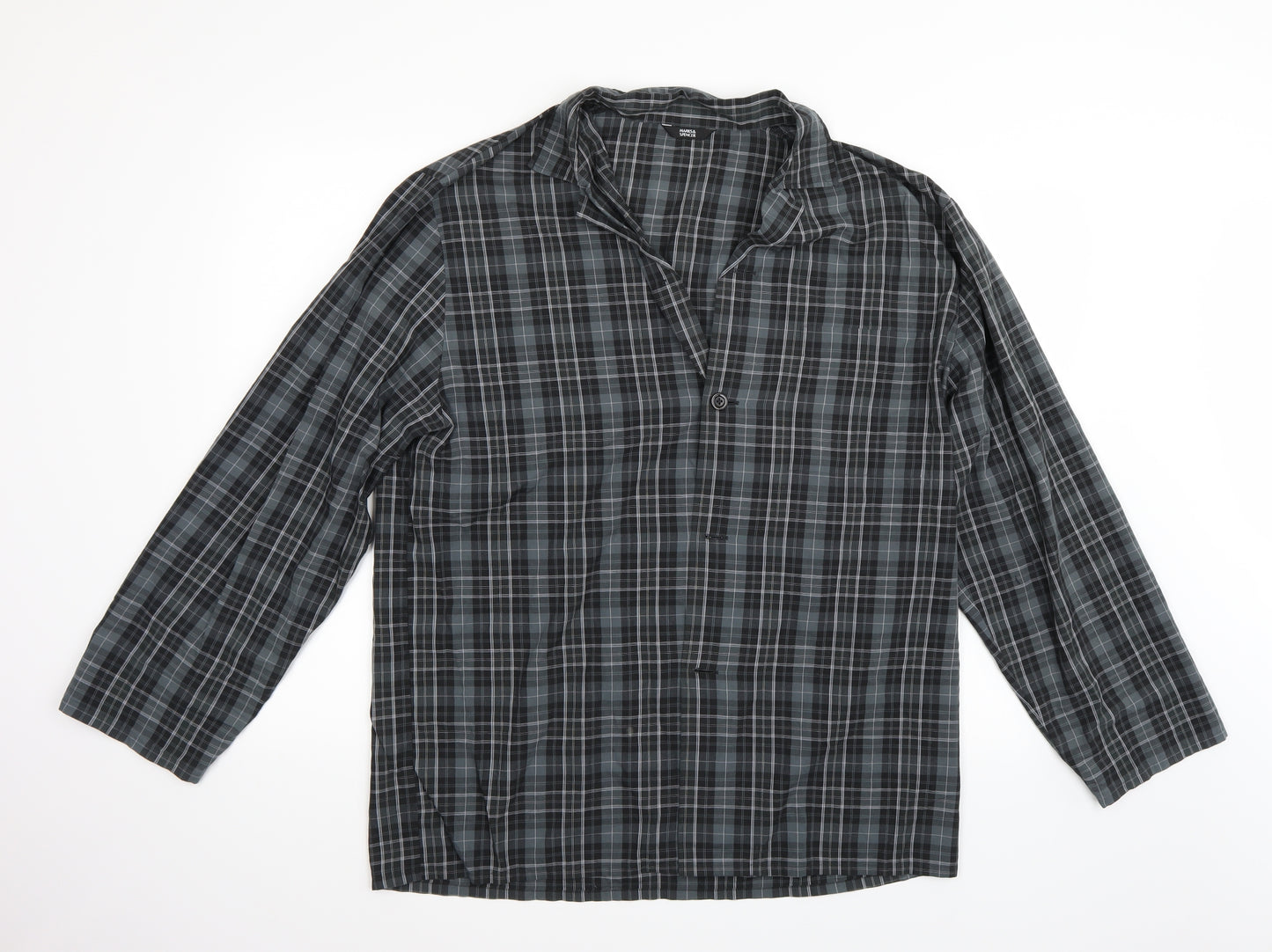 Marks and Spencer Mens Grey Check   Button-Up Size M