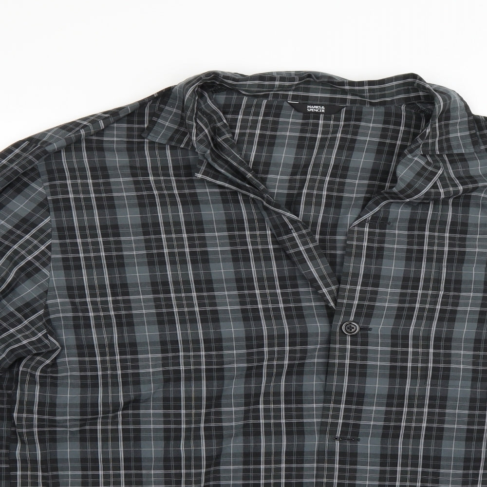 Marks and Spencer Mens Grey Check   Button-Up Size M