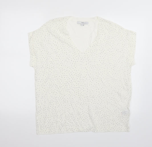 Front view of Next women’s white basic t-shirt, size UK 16