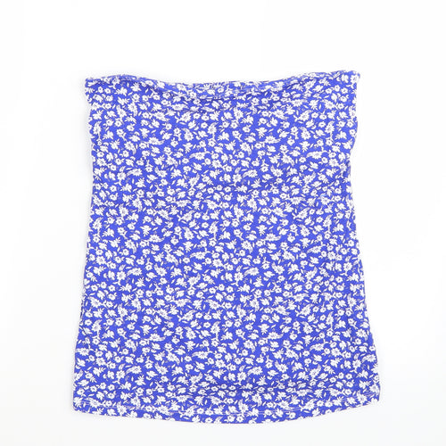 Matalan Womens Blue Floral  Basic T-Shirt Size 10