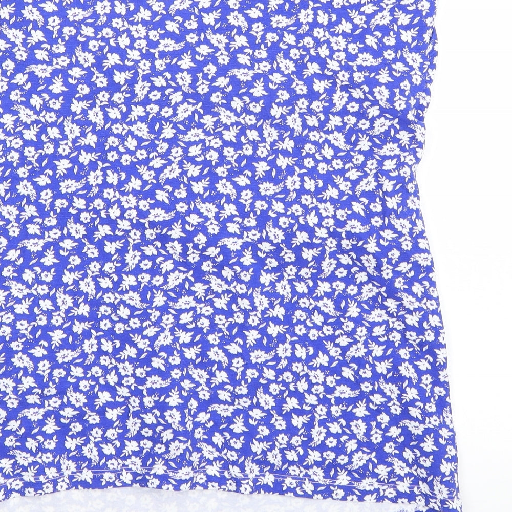 Matalan Womens Blue Floral  Basic T-Shirt Size 10