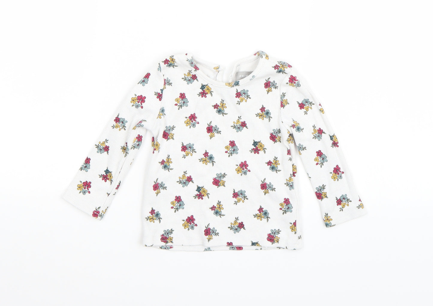 Primark Girls White Floral  Basic T-Shirt Size 9-12 Months