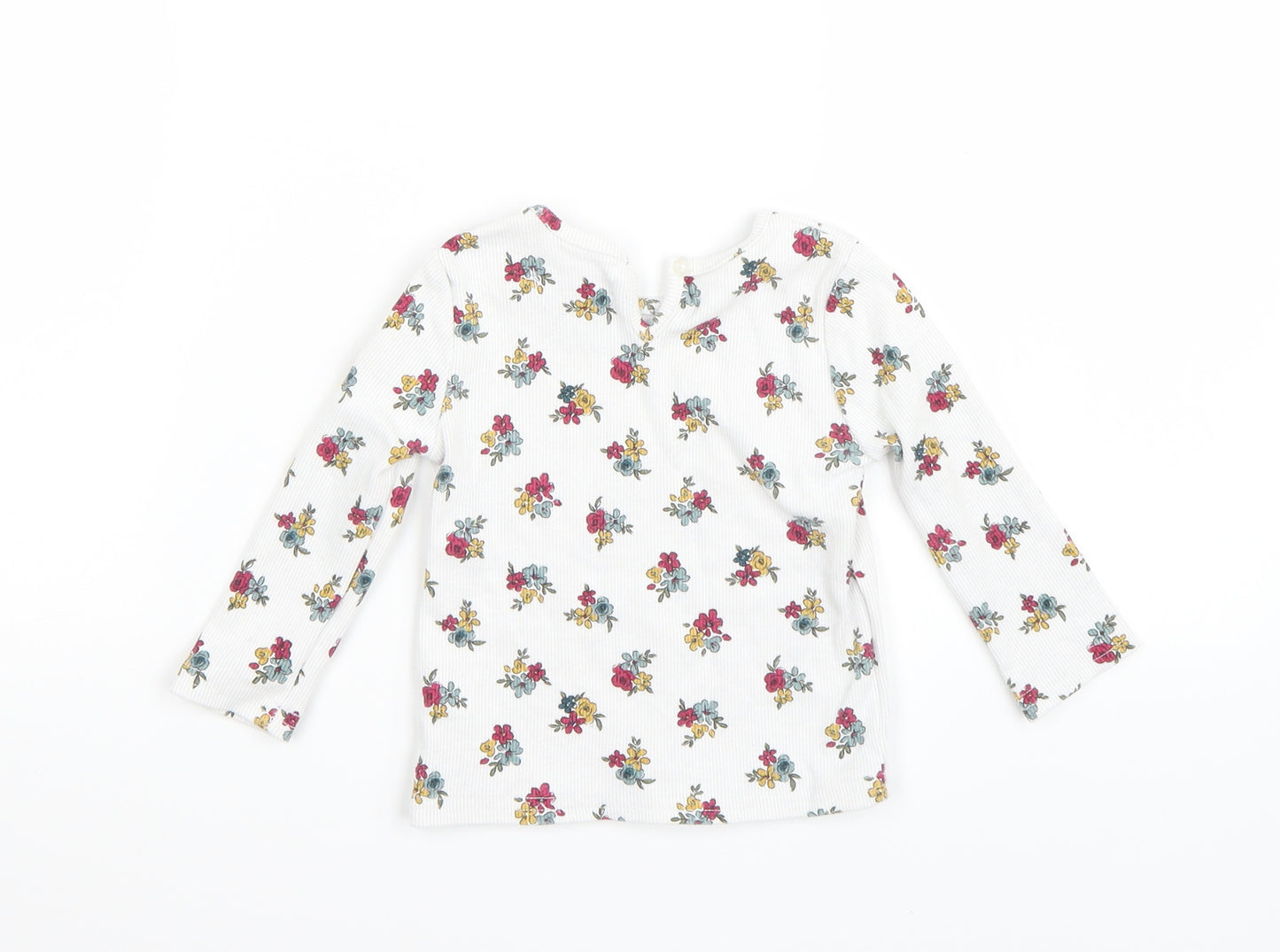 Primark Girls White Floral  Basic T-Shirt Size 9-12 Months