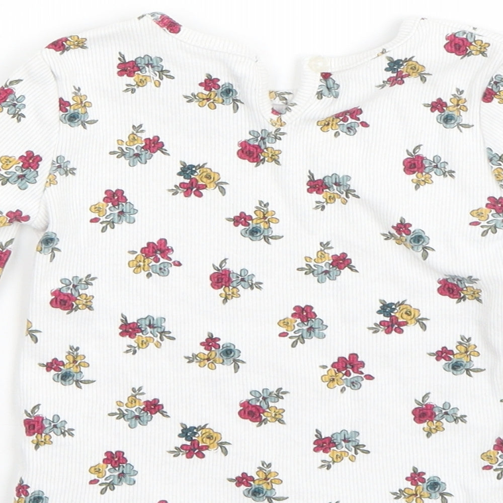 Primark Girls White Floral  Basic T-Shirt Size 9-12 Months