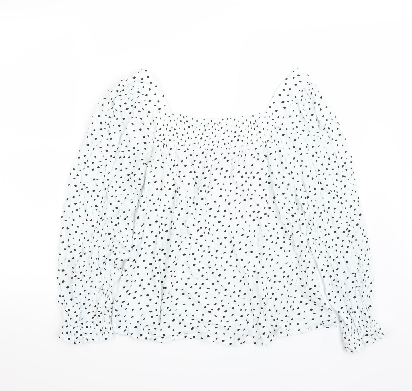 Papaya Womens White Polka Dot  Basic Blouse Size 12