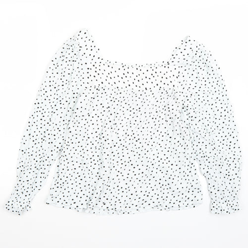 Papaya Womens White Polka Dot  Basic Blouse Size 12