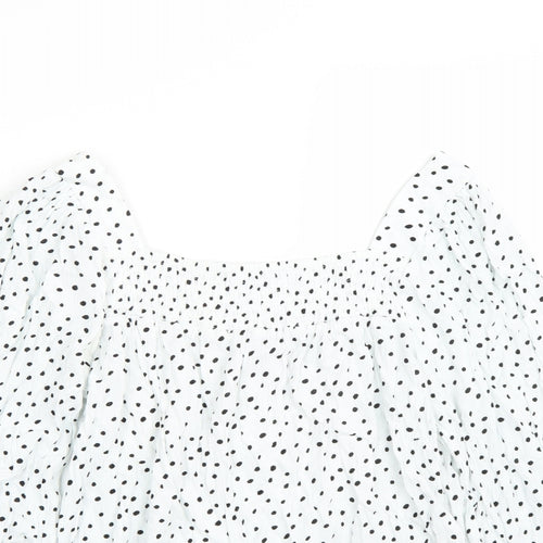 Papaya Womens White Polka Dot  Basic Blouse Size 12