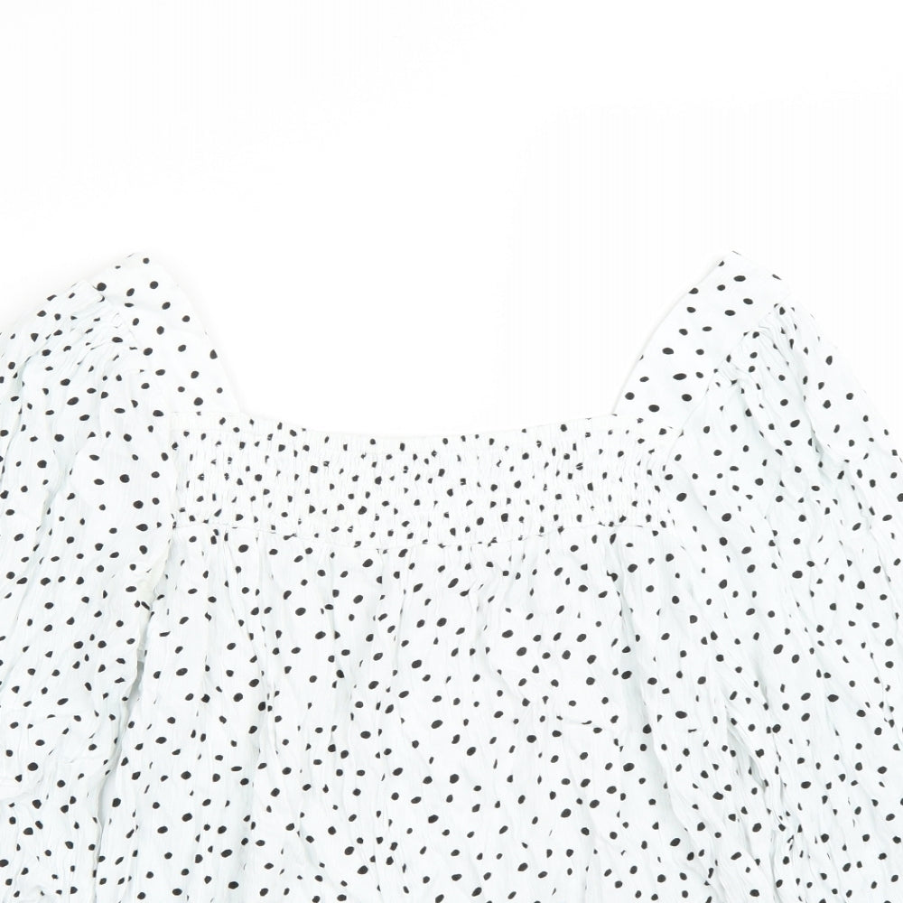 Papaya Womens White Polka Dot  Basic Blouse Size 12