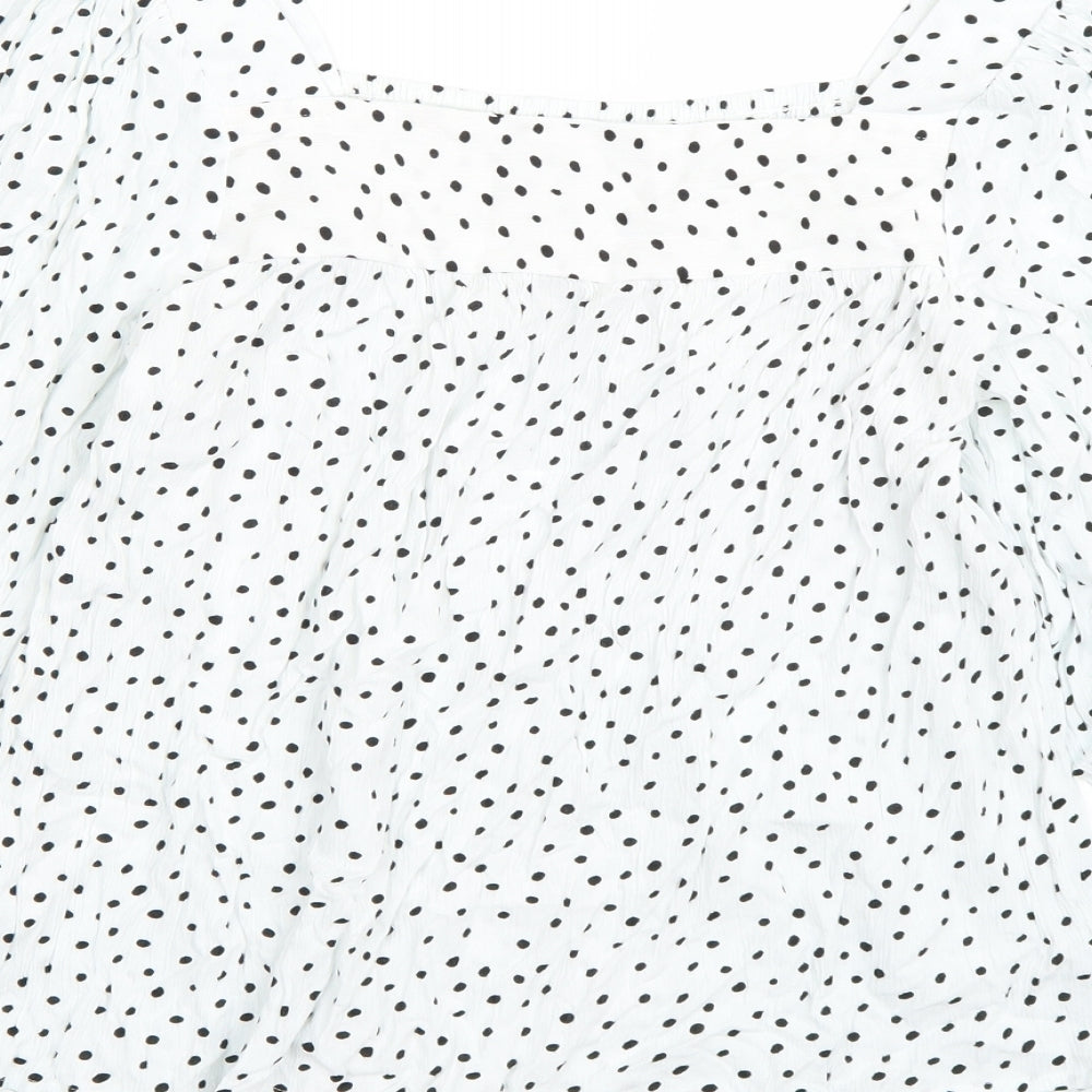 Papaya Womens White Polka Dot  Basic Blouse Size 12