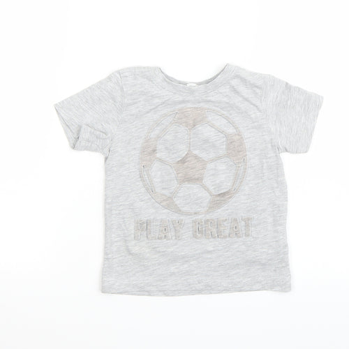 H&M Boys Grey Batik Rayon Basic T-Shirt Size 5 Years