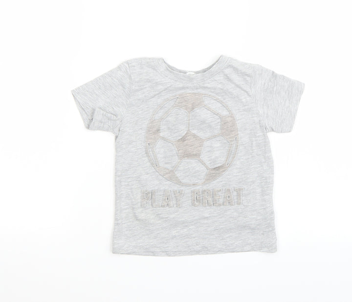 H&M Boys Grey Batik Rayon Basic T-Shirt Size 5 Years
