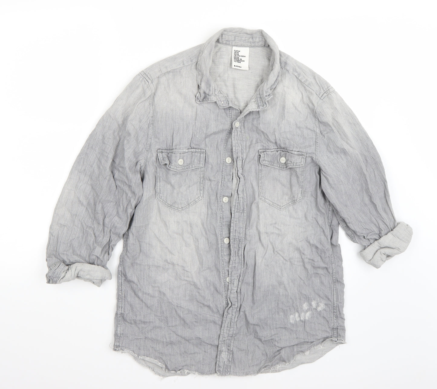 H&M Womens Grey   Basic Button-Up Size M