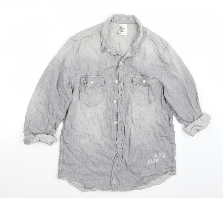 H&M Womens Grey   Basic Button-Up Size M