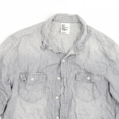 H&M Womens Grey   Basic Button-Up Size M